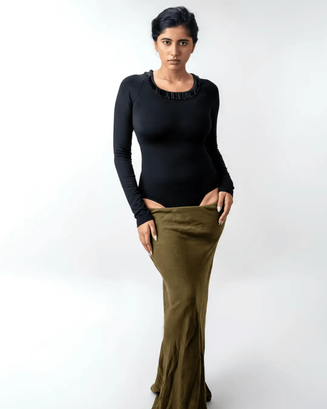 The Luxe Patch Shapewear Bodysuit - Full Sleeves ThemCurves