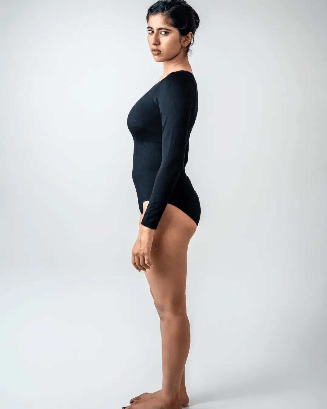 Scoop Neck Shapewear Bodysuit - Full Sleeves