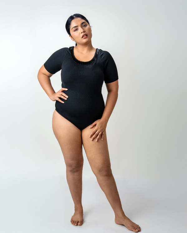 The Luxe Patch Shapewear Bodysuit - Half Sleeves
