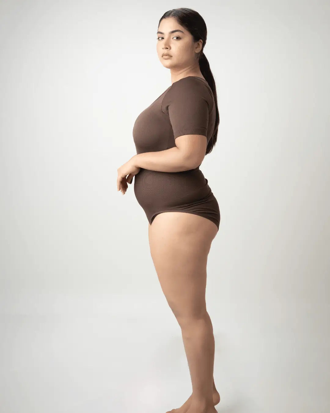 Scoop Neck Shapewear Bodysuit - Half Sleeves