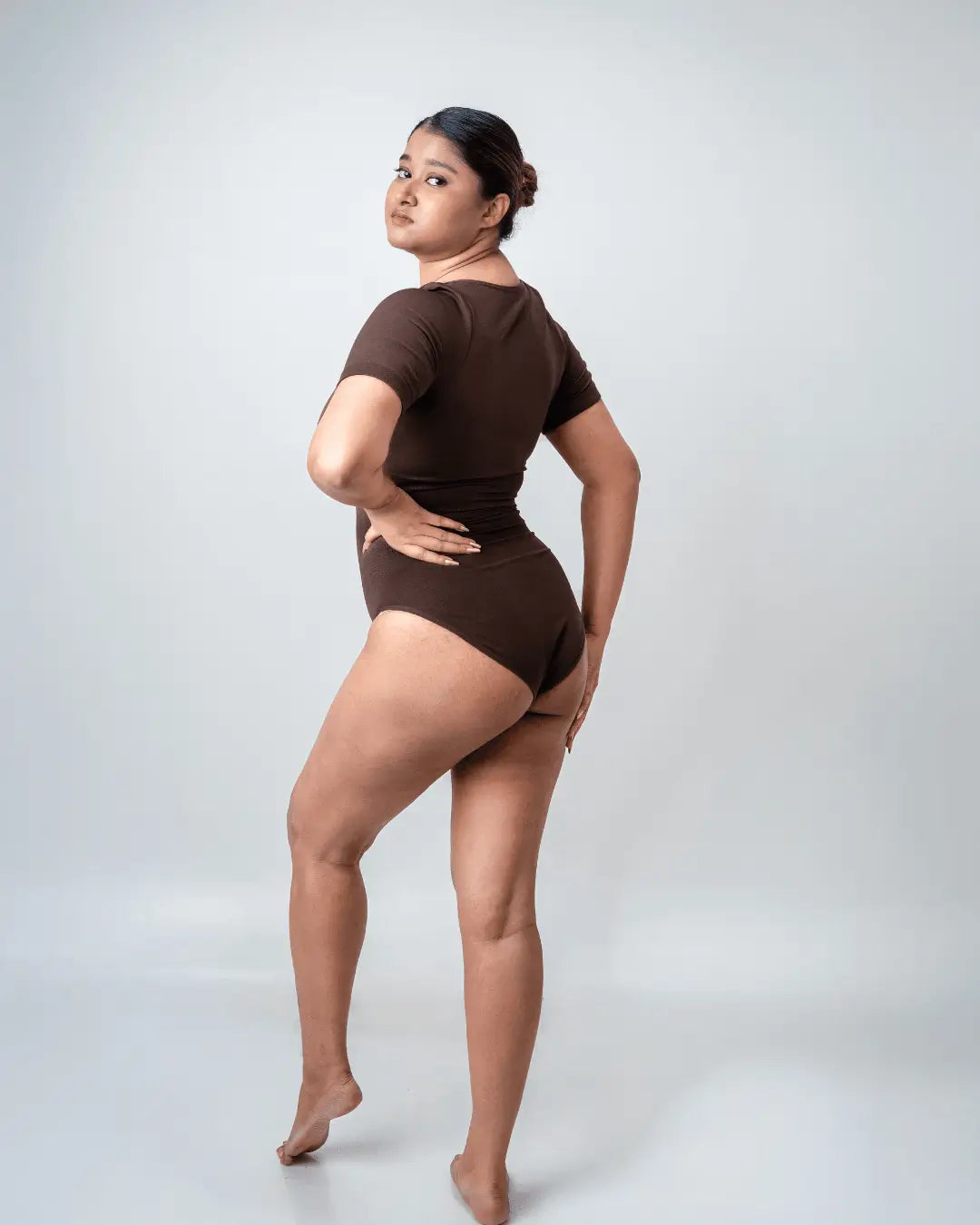 Scoop Neck Shapewear Bodysuit - Half Sleeves
