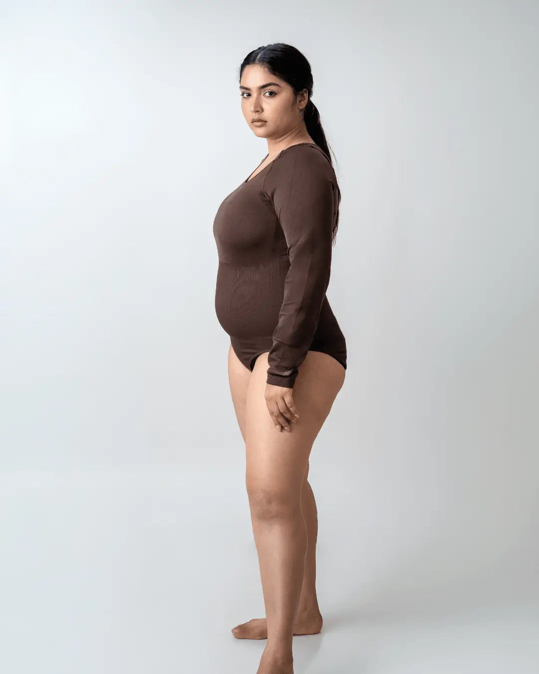 Scoop Neck Shapewear Bodysuit - Full Sleeves