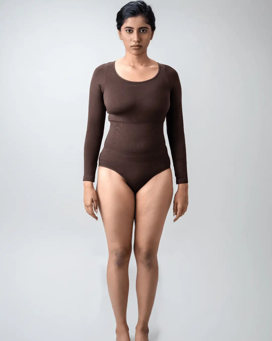Scoop Neck Shapewear Bodysuit - Full Sleeves
