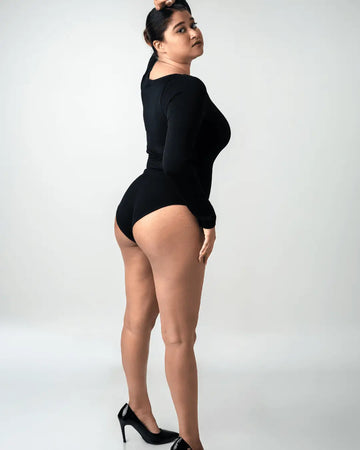 Scoop Neck Shapewear Bodysuit - Full Sleeves