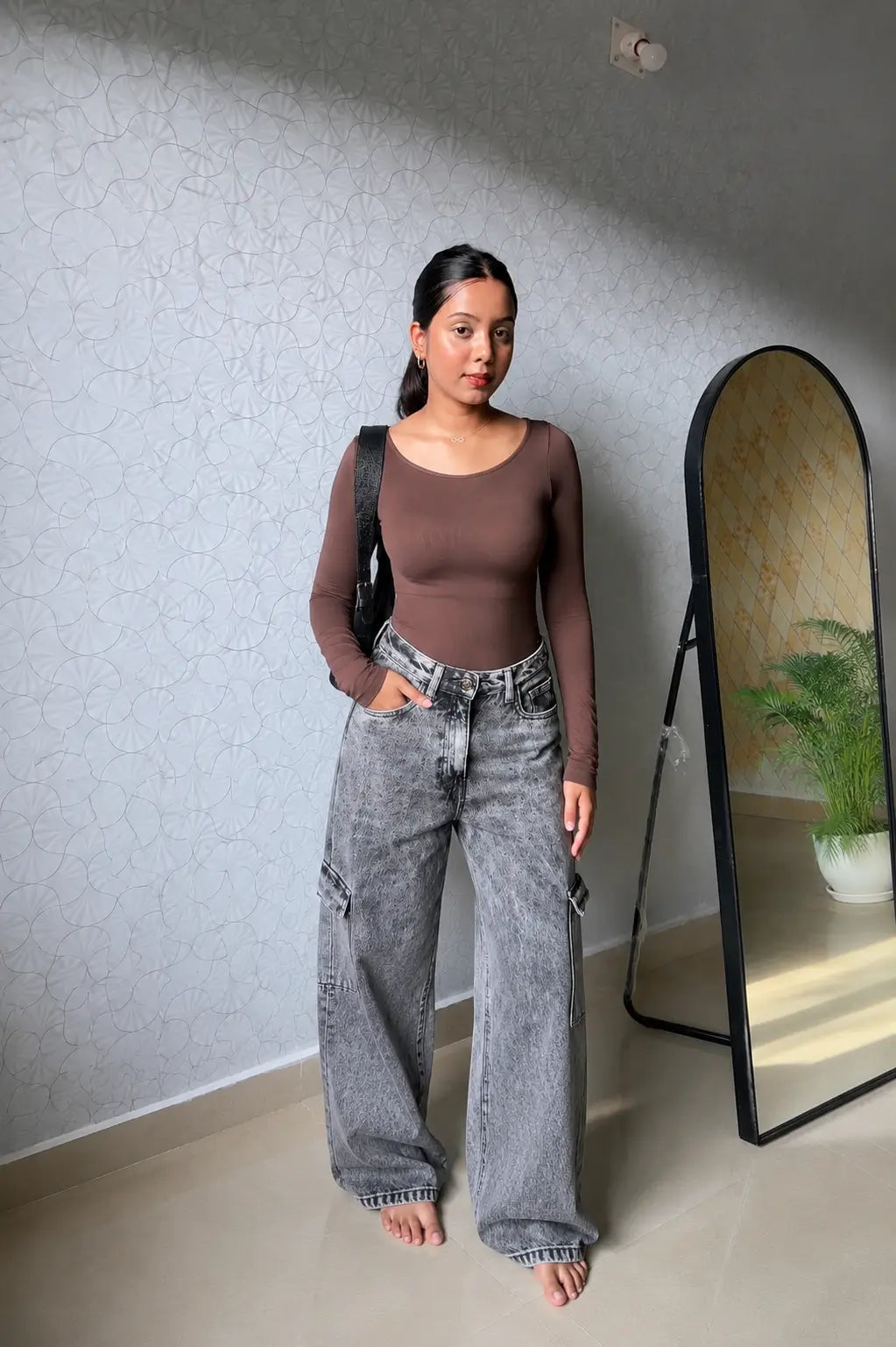 Scoop Neck Built-In Shapewear Bodysuit — Full Sleeve