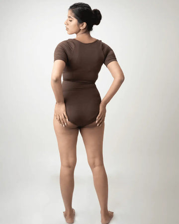 Scoop Neck Shapewear Bodysuit - Half Sleeves