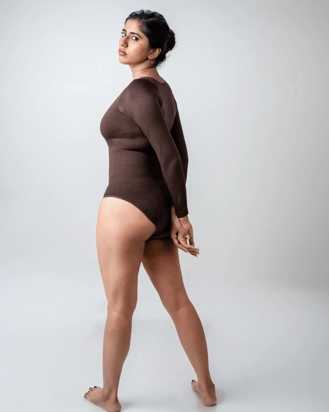 Scoop Neck Shapewear Bodysuit - Full Sleeves