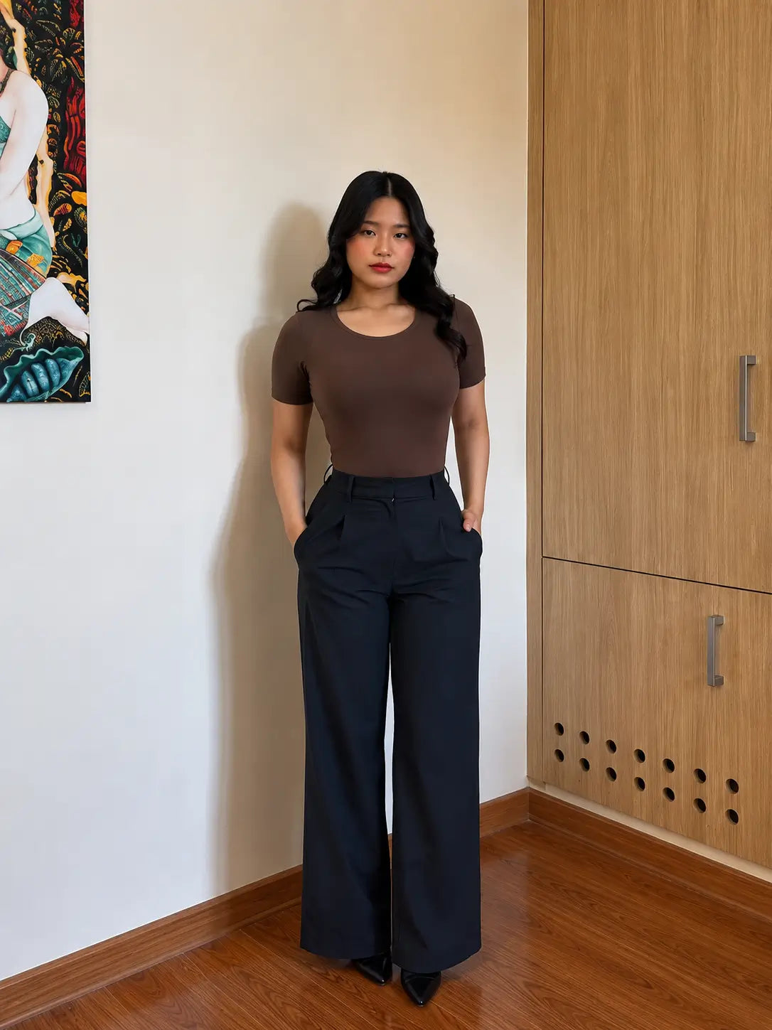 Scoop Neck Built-In Shapewear Bodysuit — Half Sleeve