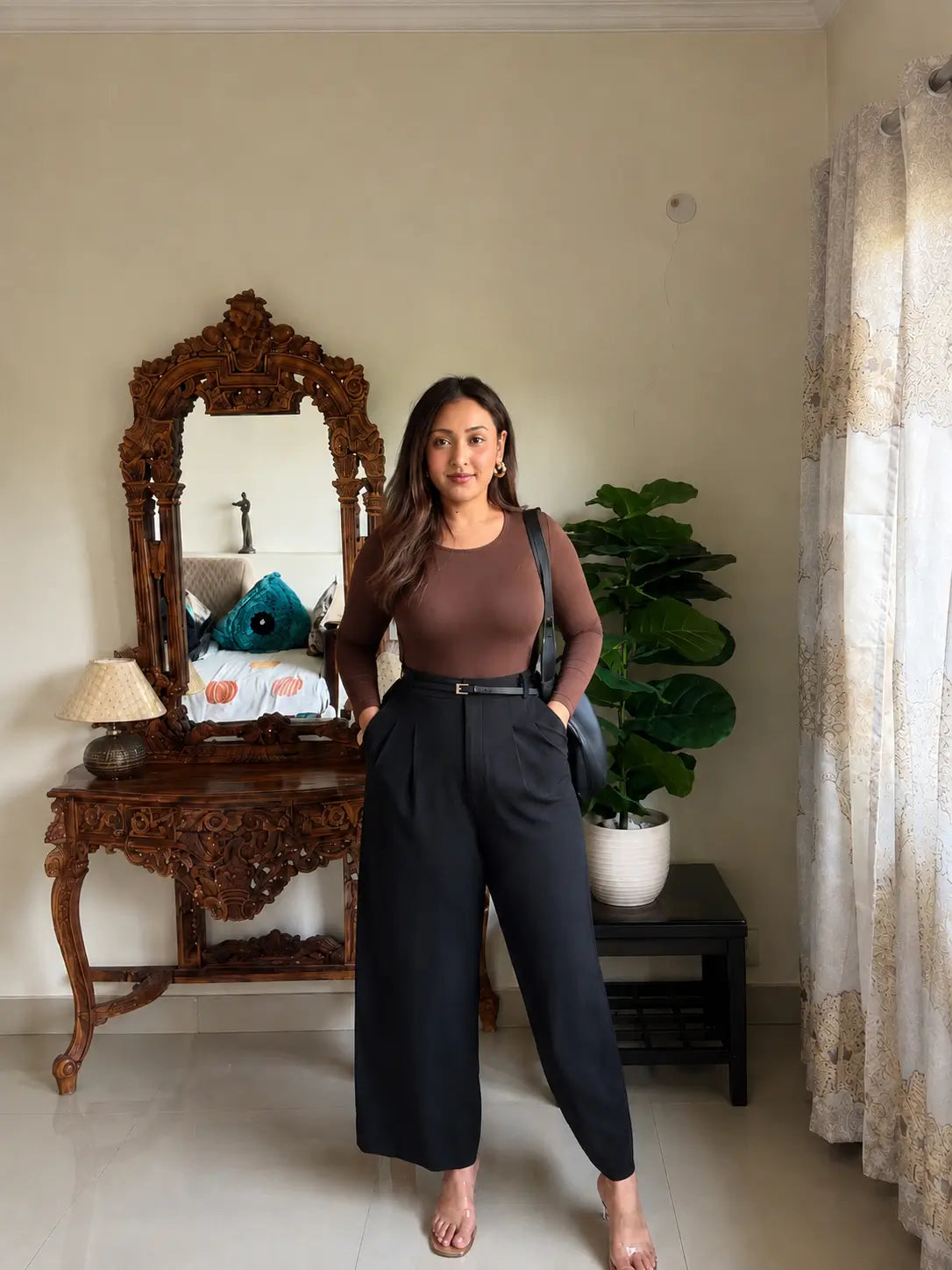 Scoop Neck Built-In Shapewear Bodysuit — Full Sleeve